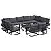 Set Divano da Giardino con cuscino 12 pcs Nero Alluminio - Foto miniatura 1