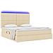 Letto con luci a strisce a LED Crema 160 x 200 cm Tessuto - Foto miniatura 3