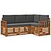 Set divani 4 pcs Naturale e Antracite Legno di Acacia Massello - Foto miniatura 1