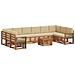 Set divani 11 pcs Naturale e Beige Legno di Acacia Massello - Foto miniatura 1