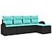 Set di divani con cuscino 5 pcs Nero e Turchese polyrattan - Foto miniatura 1