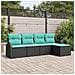 Set di divani con cuscino 5 pcs Nero e Turchese polyrattan - Foto miniatura 2