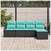 Set di divani con cuscino 5 pcs Nero e Turchese polyrattan - Foto miniatura 3