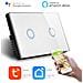 Interruttore Smart Home A 2 Posizioni Touch Wifi Bianco Lkm-smswt02w Lkm Security Cristallo Temperato Controllo A Led Compatibile Con Amazon Echo E Google Home - Foto miniatura 1