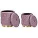 Set Di 2 Pouf Contenitore Pueblo Velluto Rosa - Foto miniatura 10