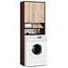 Mobile Alto, Collona da Bagno FIN per Lavatrice, 2 ante, 64x30x180 cm, Colore Weng? e Sonoma Quercia - Foto miniatura 1