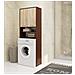 Mobile Alto, Collona da Bagno FIN per Lavatrice, 2 ante, 64x30x180 cm, Colore Weng? e Sonoma Quercia - Foto miniatura 4