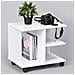 Tavolino Salotto Multifunzione Porta Tv Riviste Comodino Con Ruote Legno Bianco - Foto miniatura 3