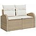 Set da Pranzo da Giardino 11 Pezzi con Cuscini Beige Rattan Acacia - Foto miniatura 4