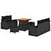 Set di Divani da Giardino  8 pezzi con cuscini neri in polyrattan acacia, Divano da Giardino  2 posti con spazio di archiviazione e cuscini neri in polyrattan, Set di pranzo da Giardino  3 pezzi con cuscini neri in polyrattan acacia - Foto miniatura 1