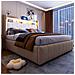 Letto Idraulico Imbottito 140x200cm Con Illuminazione A Led E Presa Usb, Testiera Con Contenitore E Ripiani, Letto Matrimoniale Per Adulti, Tessuto Lino, Grigio Beige, Senza Materasso - Foto miniatura 2