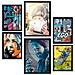 Set Di 6 Stampe Pittura Decorativa, Graffiti Colorati, Stencil Di Street Art Incorniciato Con Illustrazioni Di Design Per Le Pareti A3 & A4 Cornice Nera - Foto miniatura 1
