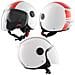 Casco Jet Moto Bianco Parasole Grafica Rossa Doppia Visiera Omologato Ece Xs - Foto miniatura 1