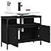 Mobile Lavabo Bagno Nero 60x30x60 Cm In Legno Multistrato - Foto miniatura 5