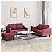 Set Di Divani 3 Pz Con Cuscini Rosso Vino In Tessuto - Foto miniatura 1
