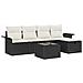 Set Divano da Giardino 6 Pezzi con Cuscini Nero Polyrattan,  Divano da Giardino 2 Posti con Storage e Cuscini Nero Polyrattan - Foto miniatura 1