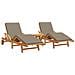 Lettini Prendisole 2 pz con Cuscini e Tavolo Taupe Legno Massello di Acacia,  Lettino Prendisole Pieghevole con Ruote e Cuscino Taupe Legno Massello di Acacia - Foto miniatura 1