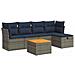 Set Divano da Giardino 6 pz con Cuscini Grigio in Polyrattan - Foto miniatura 1