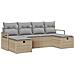 Set Divano da Giardino con cuscino 6 pcs Beige Poly Rattan - Foto miniatura 1