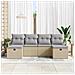 Set Divano da Giardino con cuscino 6 pcs Beige Poly Rattan - Foto miniatura 3