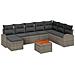 Set di divani da giardino da 9 pezzi con cuscini Grigio Polirattan Acacia - Foto miniatura 1