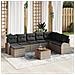 Set di divani da giardino da 9 pezzi con cuscini Grigio Polirattan Acacia - Foto miniatura 2
