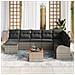 Set di divani da giardino da 9 pezzi con cuscini Grigio Polirattan Acacia - Foto miniatura 3
