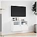 Mobili TV a Parete con Luci LED 2pz Bianchi 40x30x40 cm - Foto miniatura 7