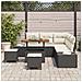 Set di Divani da Giardino 8 Pezzi con Cuscini Neri in Polyrattan, Divano da Giardino 2 Posti con Cuscini Neri in Polyrattan, Set da Pranzo da Giardino 3 Pezzi con Cuscini Neri in Polyrattan - Foto miniatura 3