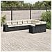 Set Divani da Giardino 9 pz con Cuscini Nero in Polyrattan - Foto miniatura 2