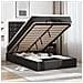 Struttura Letto Pouf con Materasso Nero 120x200 cm Similpelle - Foto miniatura 2
