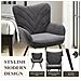Sedia Moderna Con Motivo Fogliare - Design Semplice E Naturale, Versatile Per Soggiorno E Ufficio, Grigio - Foto miniatura 4