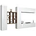 Parete Attrezzata Gualtiero, Set Salotto Porta Tv A 4 Ante, Mobile Soggiorno Multiuso, 100% Made In Italy, Cm 350x30h180, Bianco Lucido - Foto miniatura 2