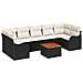 Set di Divani da Giardino  8 Pezzi con Cuscini Nero Polyrattan Acacia, Divano da Giardino  2 Posti con Cuscini Nero Polyrattan - Foto miniatura 1