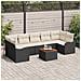 Set di Divani da Giardino  8 Pezzi con Cuscini Nero Polyrattan Acacia, Divano da Giardino  2 Posti con Cuscini Nero Polyrattan - Foto miniatura 2