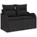 Set Divano Giardino  6 Pezzi Cuscini Rattan Polipropilene Nero, Set Divano Giardino  2 Posti Cuscini Rattan Polipropilene Nero - Foto miniatura 4