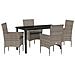 Set da Pranzo per Giardino con cuscino 5 pcs Grigio Poly Rattan - Foto miniatura 1