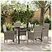 Set da Pranzo per Giardino con cuscino 5 pcs Grigio Poly Rattan - Foto miniatura 2