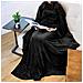 Coperta Indossabile Oversize Con Maniche E Tasca, Chiusura Regolabile A Strappo 150x180cm Black - Foto miniatura 6