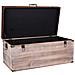 Baule In Legno E Sgabello In Similpelle Marrone 80x40x38h - Foto miniatura 4