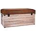 Baule In Legno E Sgabello In Similpelle Marrone 80x40x38h - Foto miniatura 5
