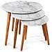Trade Shop - Set 3 Tavolini Effetto Marmo Piedi Legno Salotto Moderno Tondi Ø53-39-30cm 839429 - Foto miniatura 1