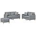 Set Divani 3 Pz Con Cuscini Grigio Chiaro In Tessuto - Foto miniatura 2