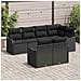 Set divano da giardino  7 pezzi con cuscini in polyrattan nero, Divano da giardino  2 posti con cuscini in polyrattan nero - Foto miniatura 3