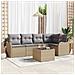 Set Divano da Giardino 6 Pezzi con Cuscini Nero Polyrattan, Divano da Giardino 2 Posti con Spazio di Stoccaggio e Cuscini Beige Polyrattan - Foto miniatura 2