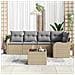 Set Divano da Giardino 6 Pezzi con Cuscini Nero Polyrattan, Divano da Giardino 2 Posti con Spazio di Stoccaggio e Cuscini Beige Polyrattan - Foto miniatura 3
