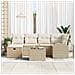Set Divani da Giardino a 7 Pezzi con Cuscini Beige Polyrattan - Foto miniatura 3