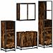 Set Mobili da Bagno 4 pz Rovere Fumo in Legno Multistrato - Foto miniatura 1