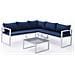 Set Di Mobili Da Giardino Modulari Ibiza In Tessuto Blu 4 Posti - Alluminio Bianco - Foto miniatura 1