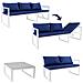 Set Di Mobili Da Giardino Modulari Ibiza In Tessuto Blu 4 Posti - Alluminio Bianco - Foto miniatura 5